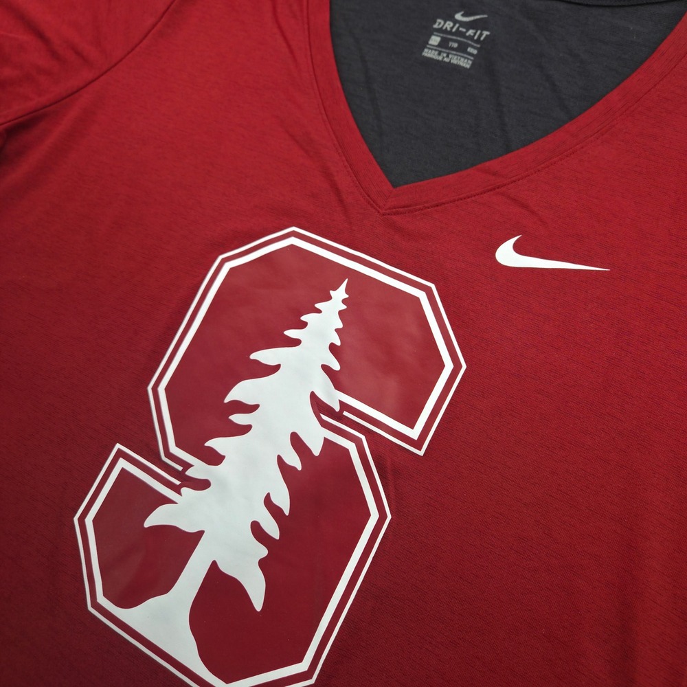 Nike Stanford Cardinals Womens XXL Red Gray Dri-FIT V-Neck Performance Tee Shirt